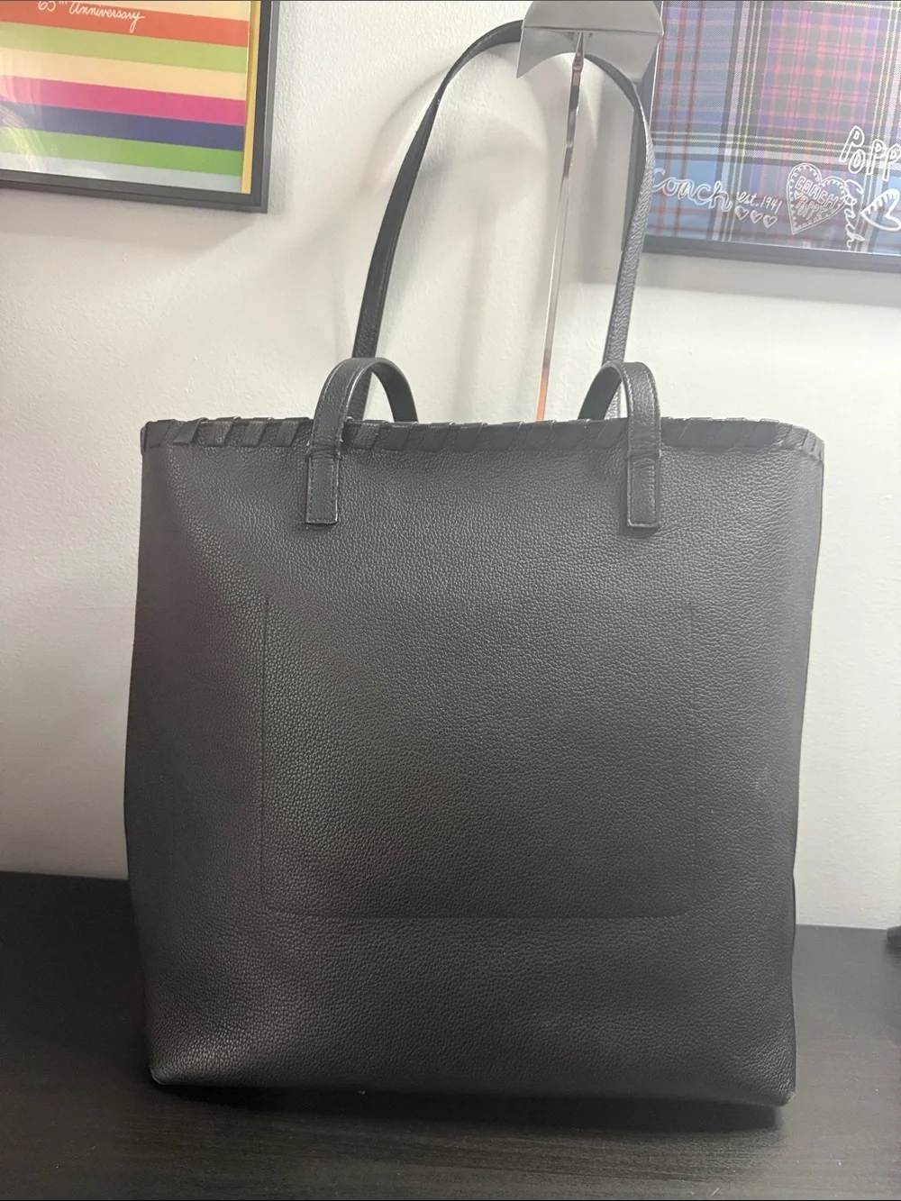 kate spade On Purpose Black Leather Tote with Tassel Accents